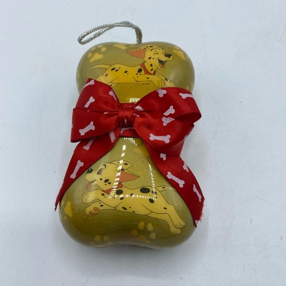 Vintage Enesco Disney 101 Dalmatians Dog Bone Christmas Ornament  Faded